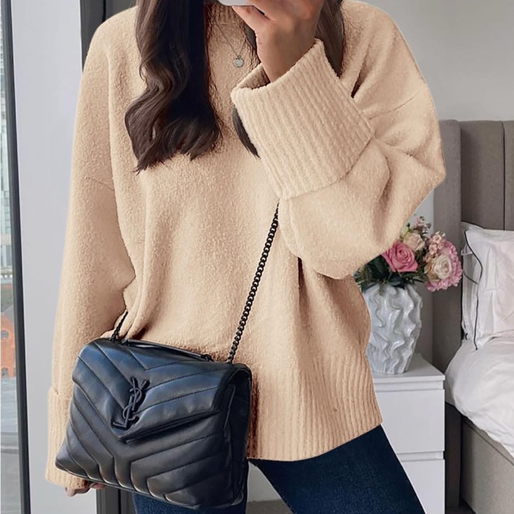 Cream Knit Crew Neck Sweater